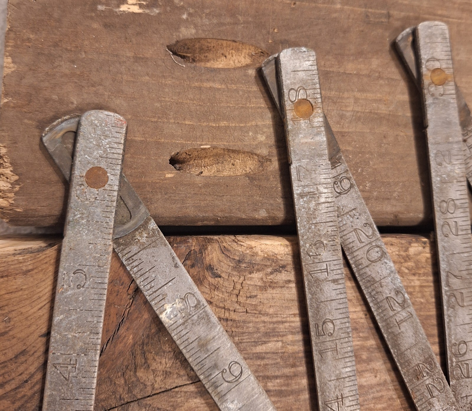 Vtg LUFKIN Rule Co. No 1206 Aluminum Folding Metal Ruler 72″&OXWALL WRENCHES USA