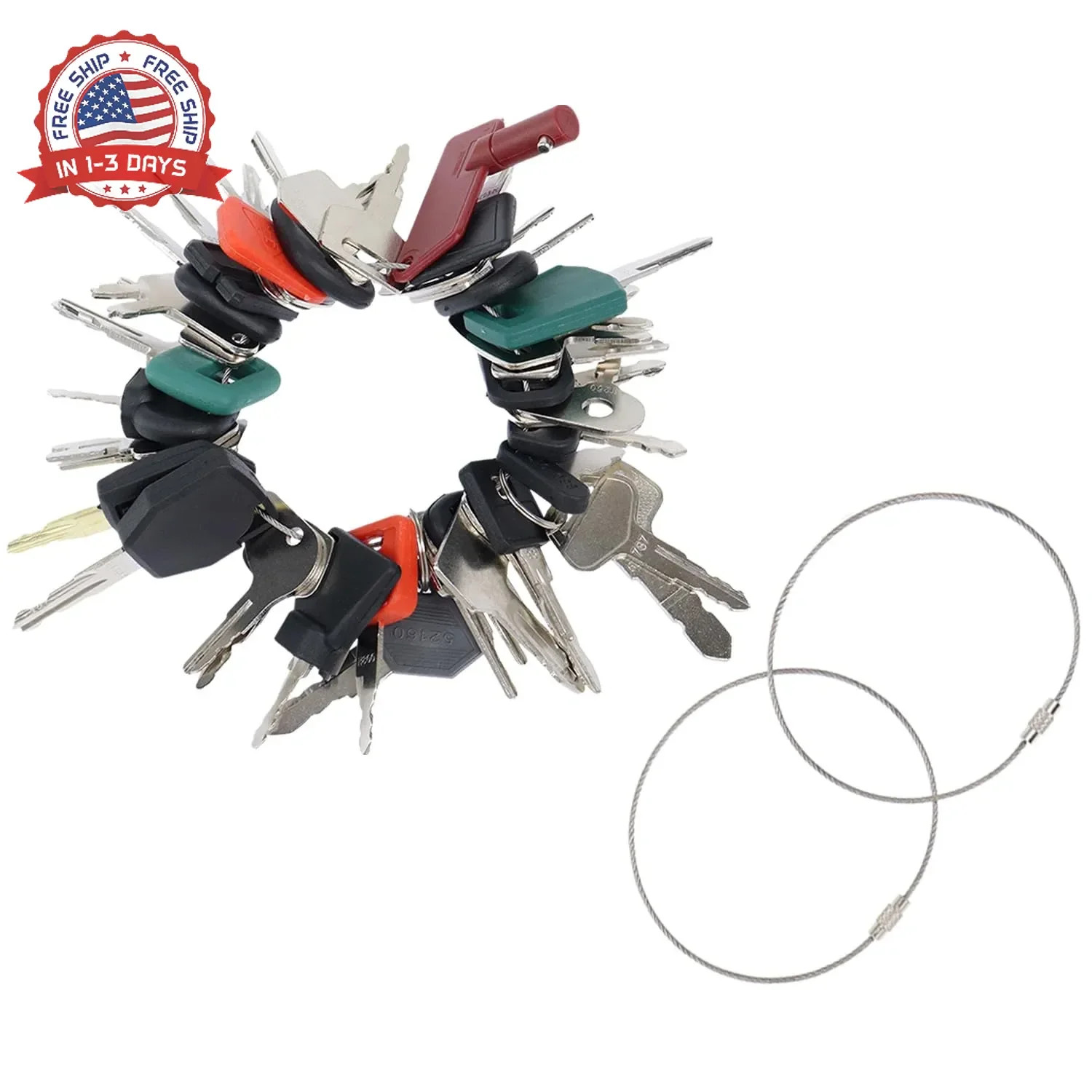 42 Heavy Construction Equipment Keys Set Compatible with CAT Caterpillar Bobcat