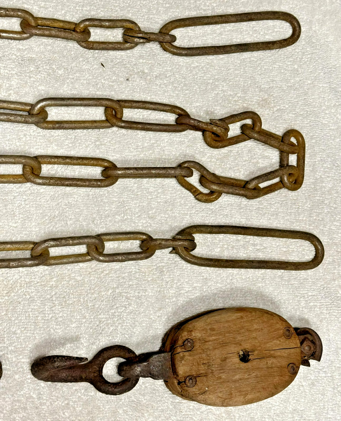 Vintage Chains With Circular Link Ends and Barn Pully