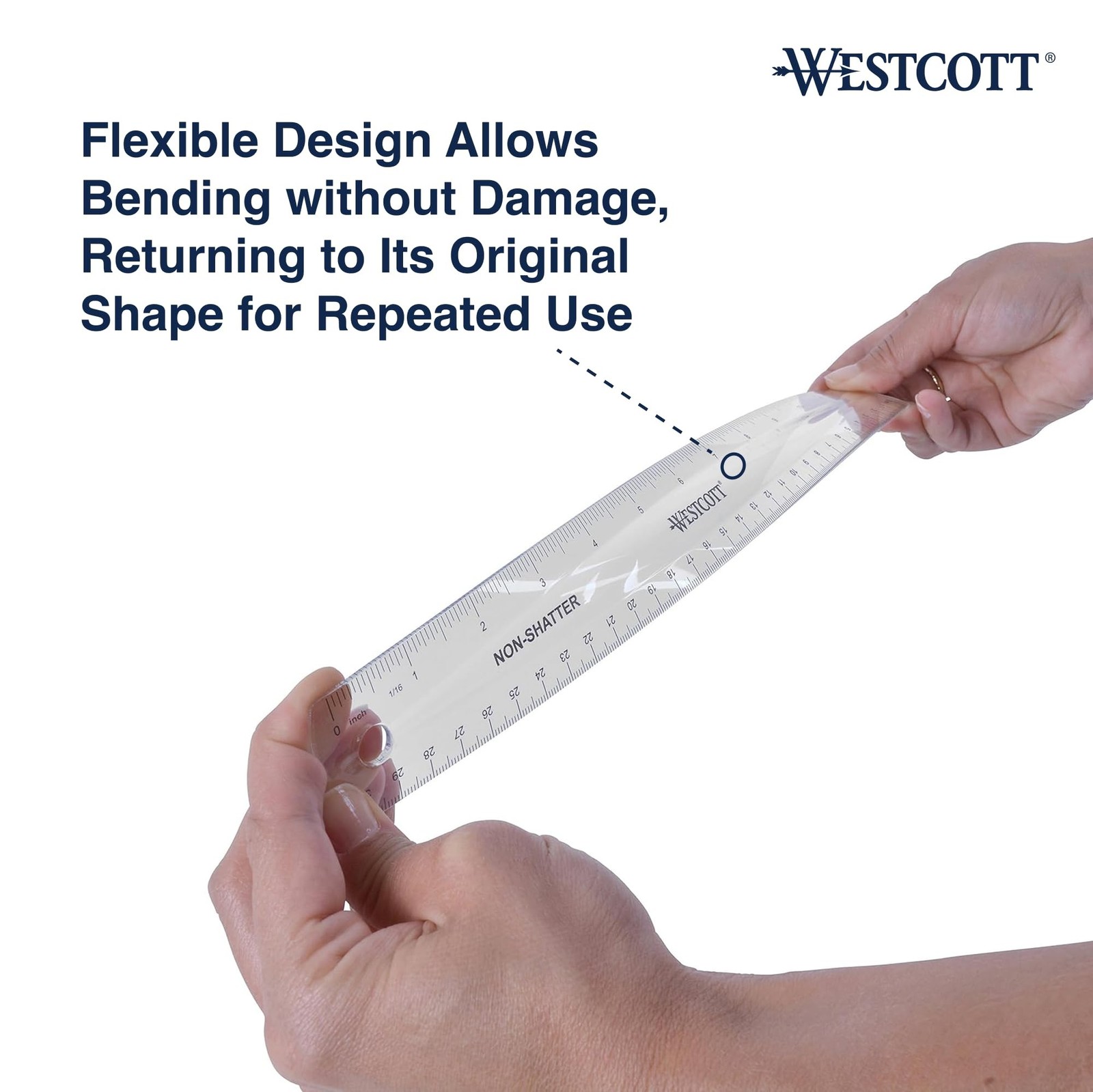 Westcott 12-Inch Flexible Shatterproof Rulers, Flexible Design with Easy-to-R…