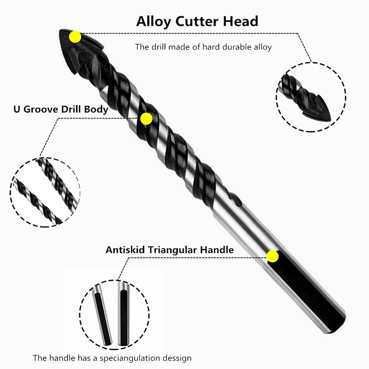 Multipurpose Drill Bits, 10-Piece 6mm Multi-Material Drill Bit Set for Drilli…