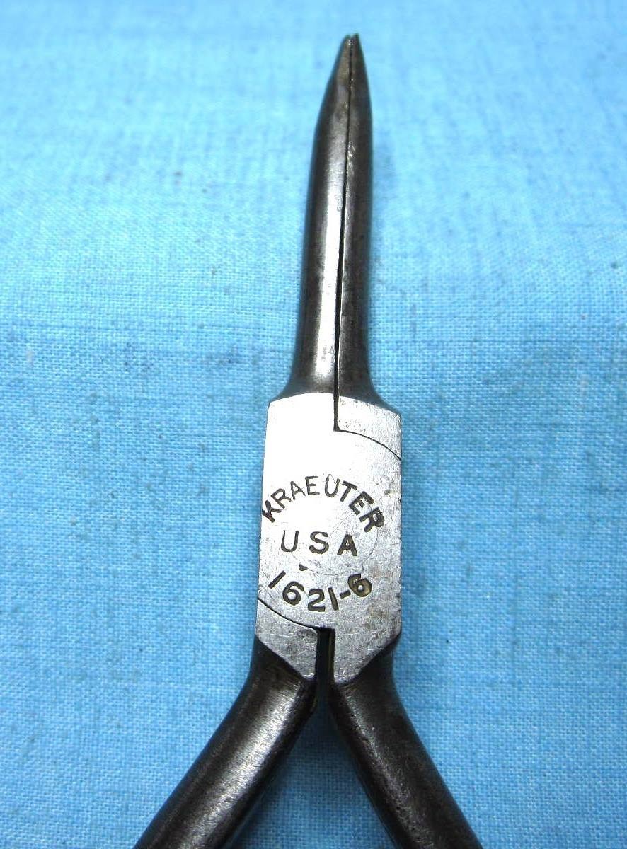 Vintage Kraeuter No 1621 6″ Industrial Grooved Duckbill Needle Nose Pliers USA