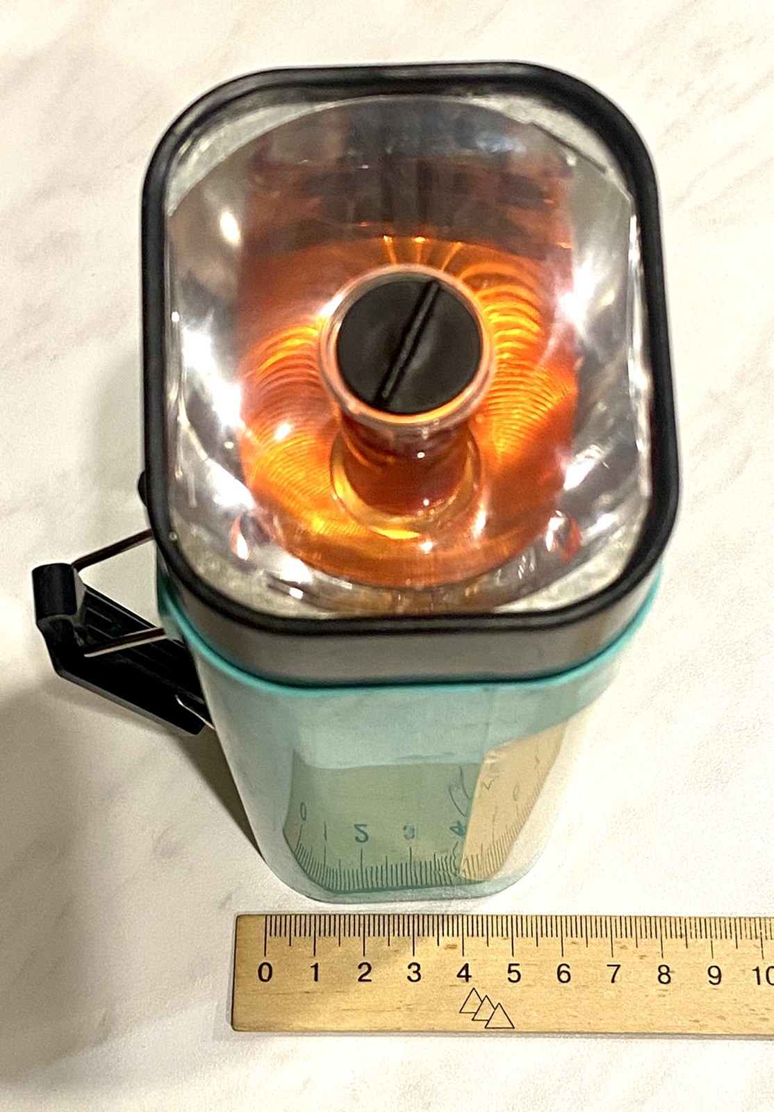 Vintage Soviet Plastic Dual-Light Flashlight With A Handle. 2 Lights White & Red