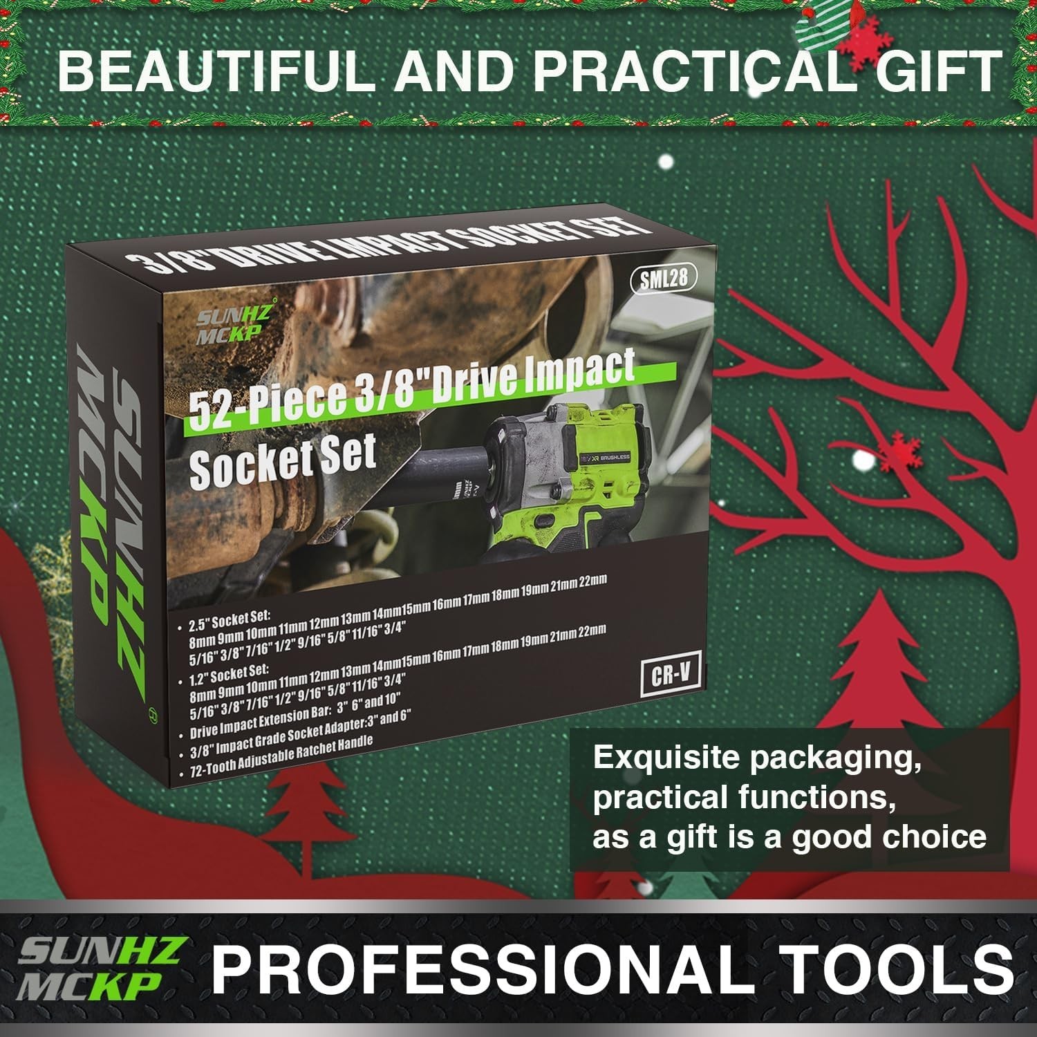 3/8″ Drive Impact Socket Set 52 Piece Standard SAE and Metric Shallow & Deep