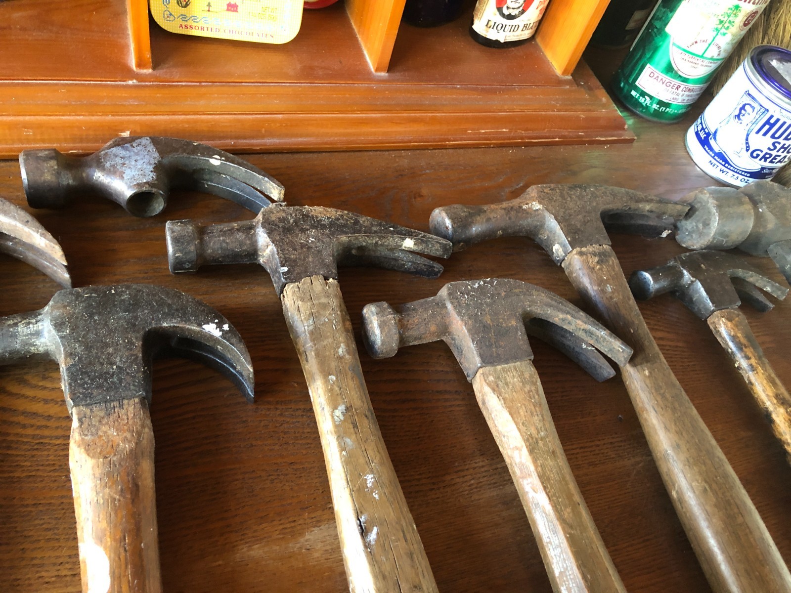 Vtg Lot of 12 Miscellaneous Worn Hammer Heads Workshop Decor Craftsmanship