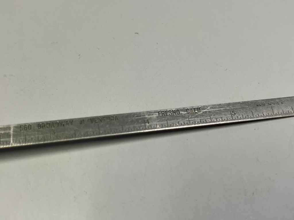VTG Fresno CA Auto Parts Stainless Steel 6″ Ruler W/ Pocket Clip Advertising