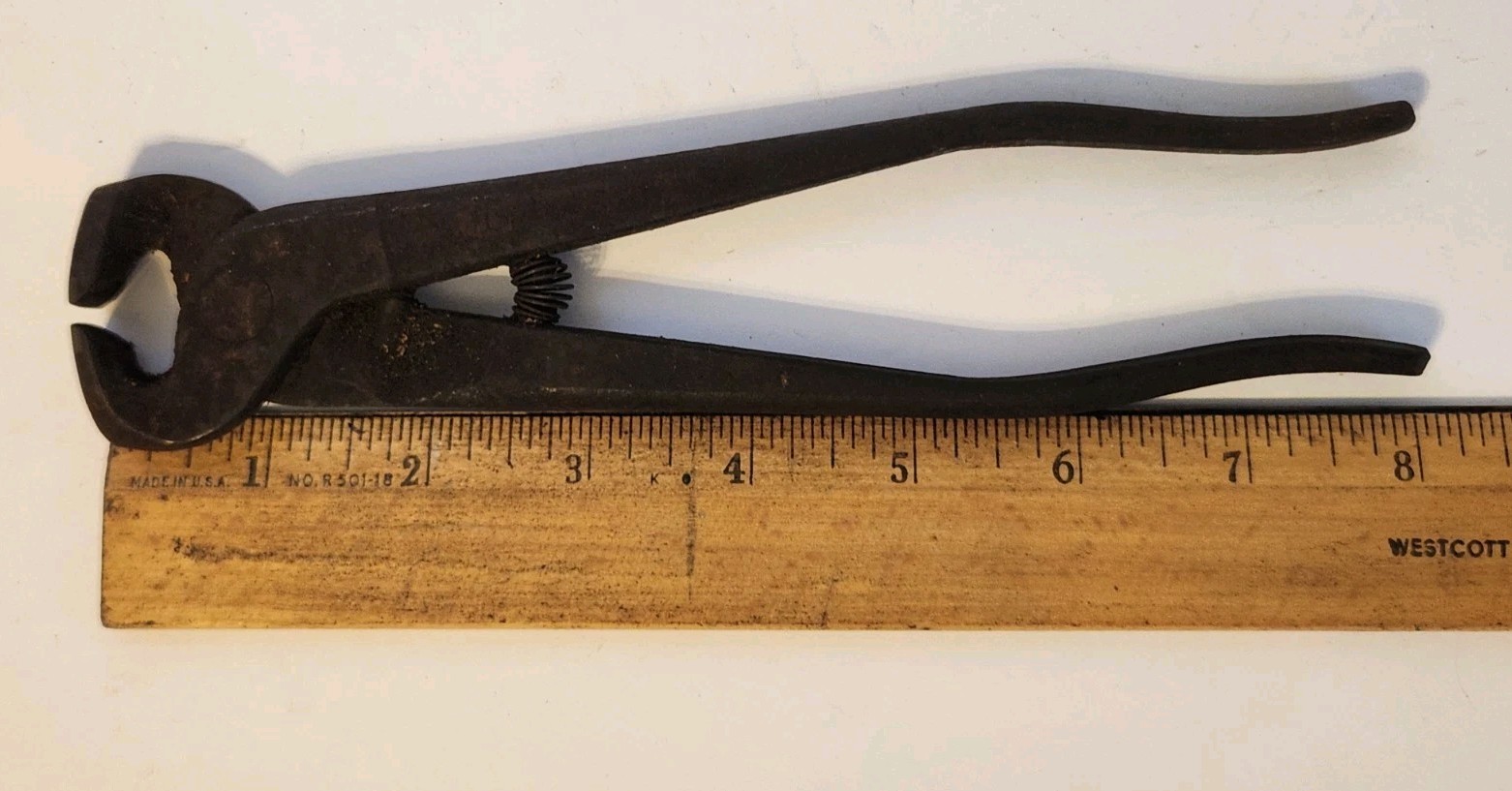 Vintage Steel Iron Nippers End-cutting Pliers 8″ long w/ Spring