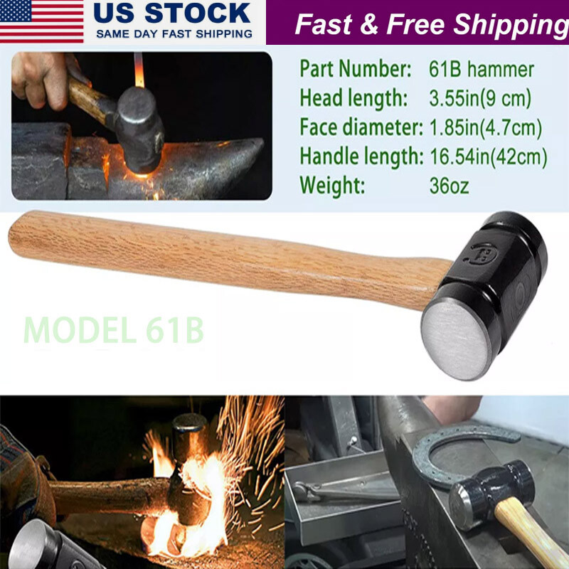 61B Handmade Rounding Hammer 36oz for Blacksmith Horseshoer & Farrier Forge Tool