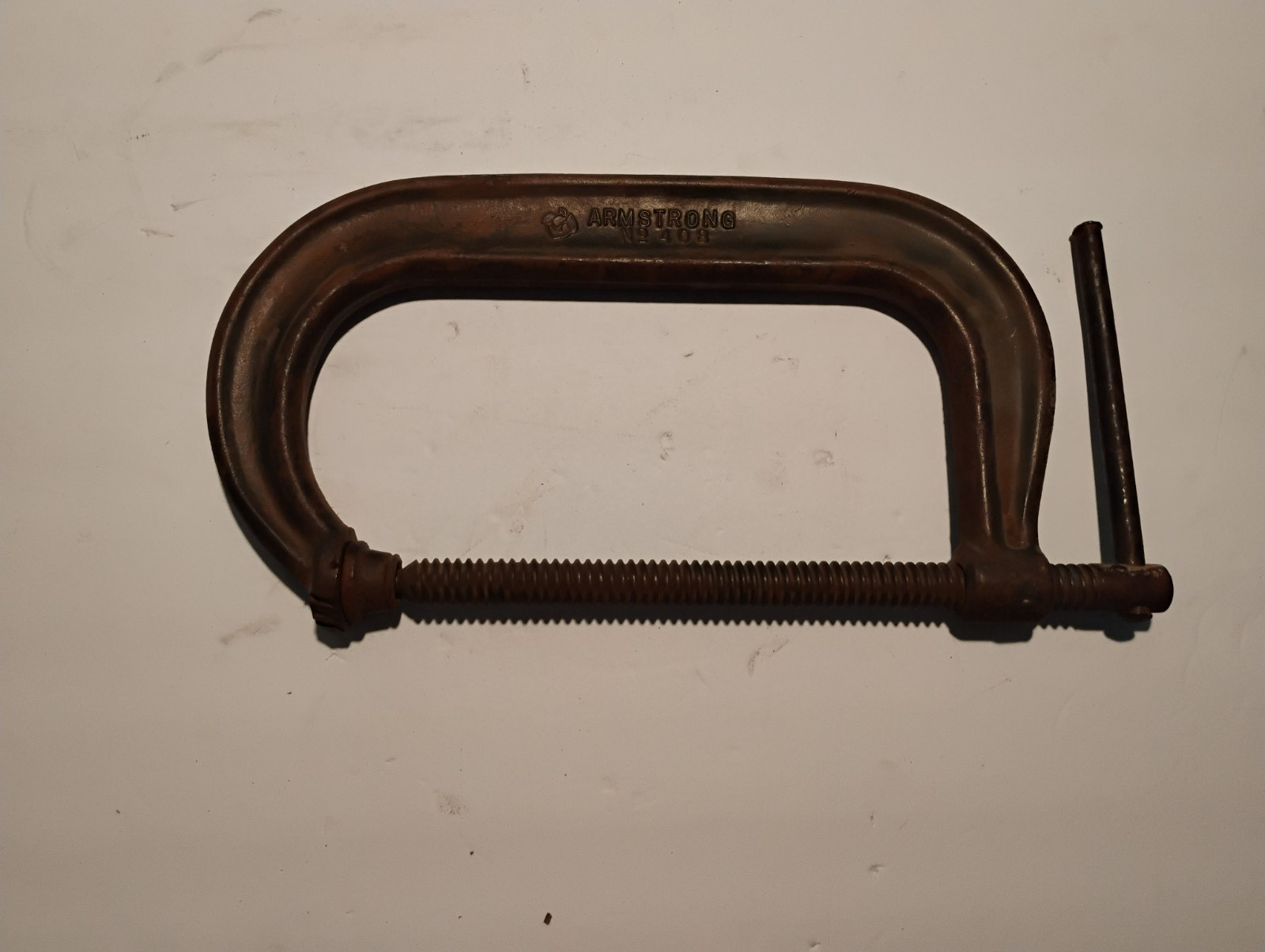 Vintage Armstrong C-Clamp No. 408 Drop Forge 9 1/2 inch wide opening