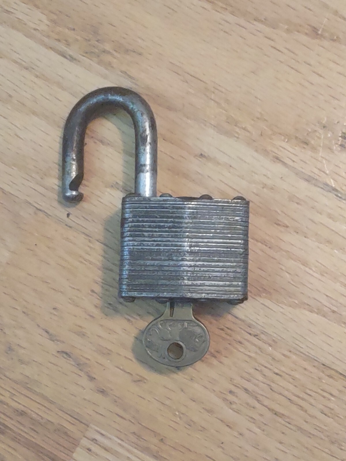 VINTAGE PADLOCK # 1 WITH ORIGINAL WALKING LION KEY