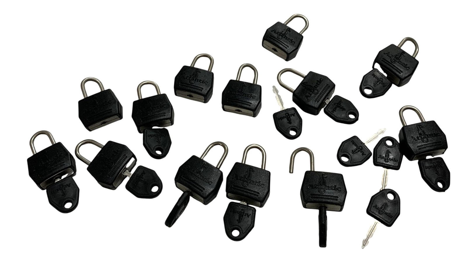 Vintage Lot Of 13 Atlantic Lock Padlocks With Keys For Luggage Backpacks Travel