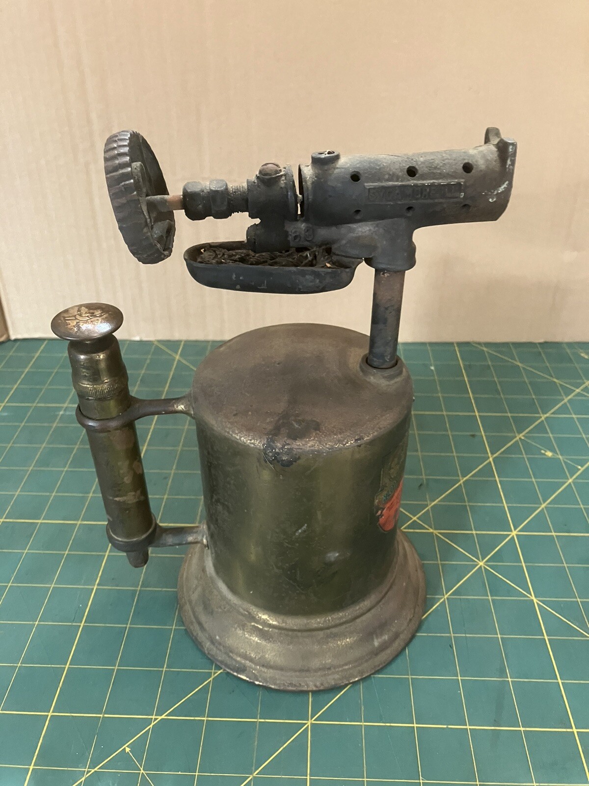 Vintage Turner Brass Works Blow Torch Sycamore Illinois Pump Action Solid Brass