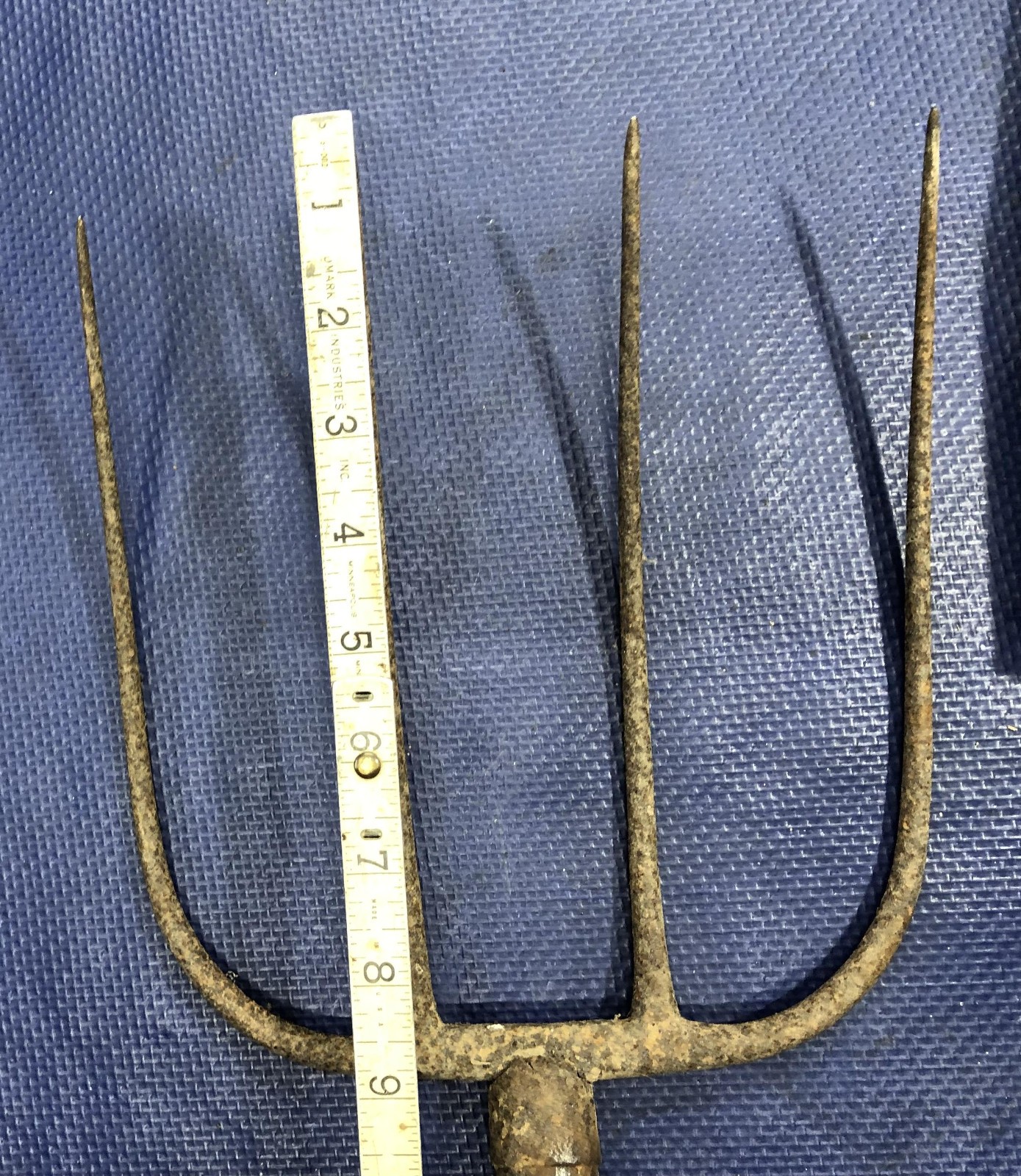 Pitch Fork Heads 4 Tine LOT of 2 vintage hay prong primitive garden