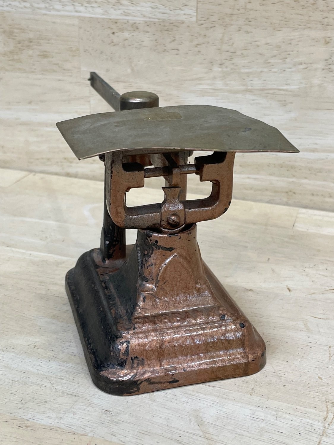 Early 20th Century Fairbanks Postal Scale Small Cast Iron Copper Letter