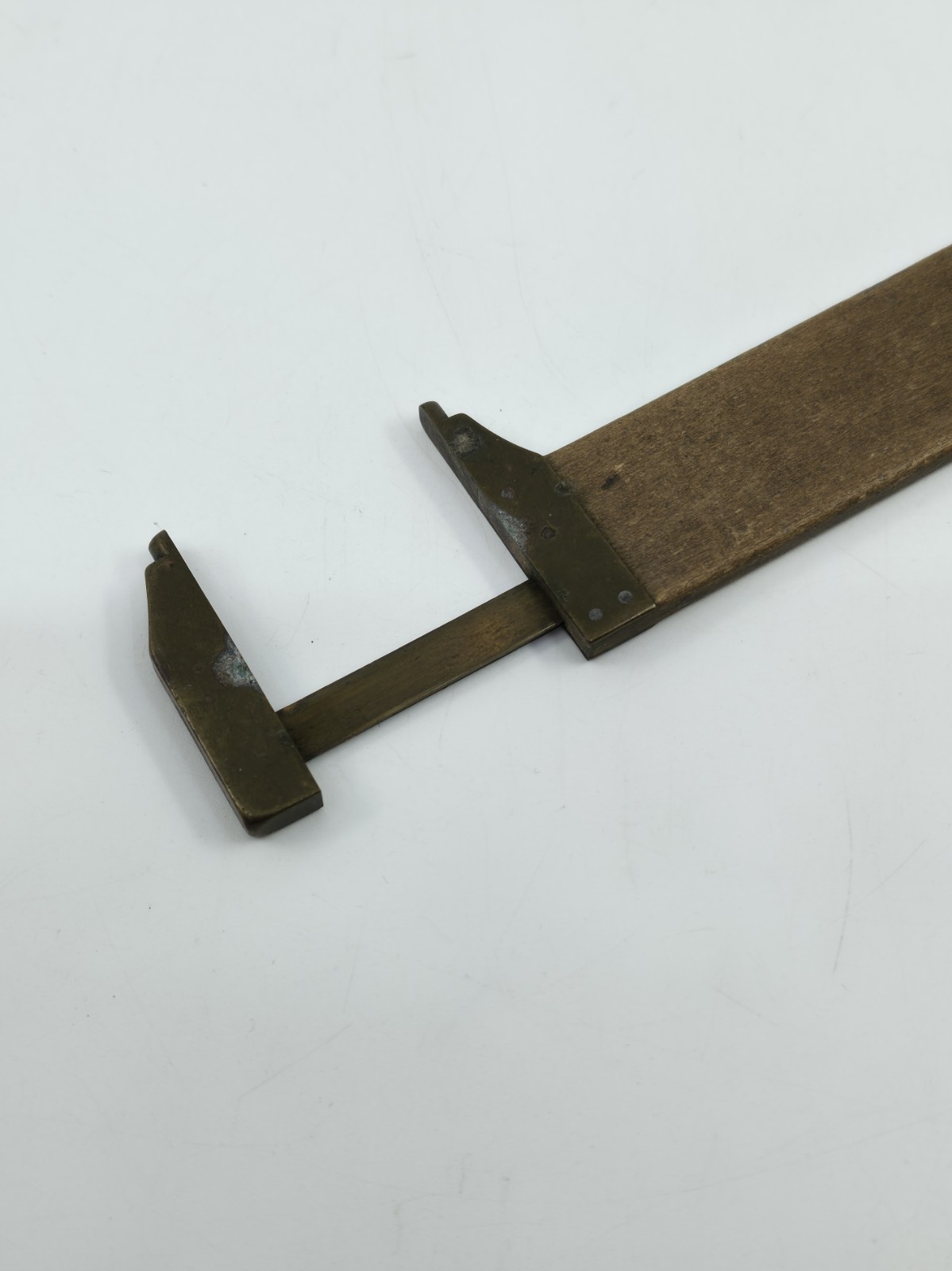 Vintage Boxwood Brass Slide Caliper Rule Gauge Jeweler Button Maker Measure Tool