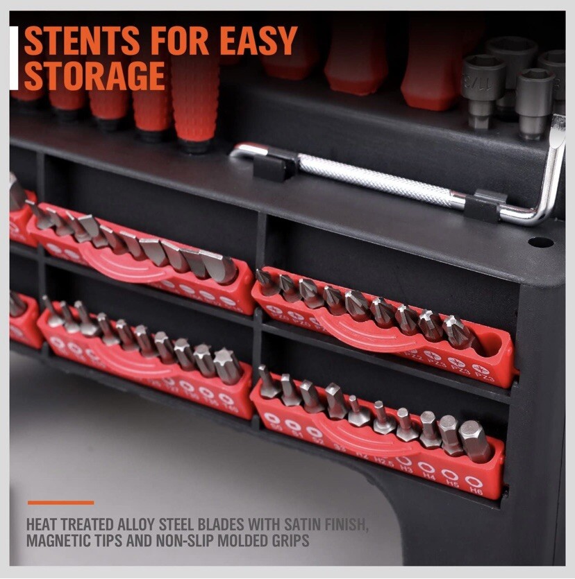 HORUSDY 102-Piece Magnetic Screwdriver Set with Plastic Racking, Includs Precisi