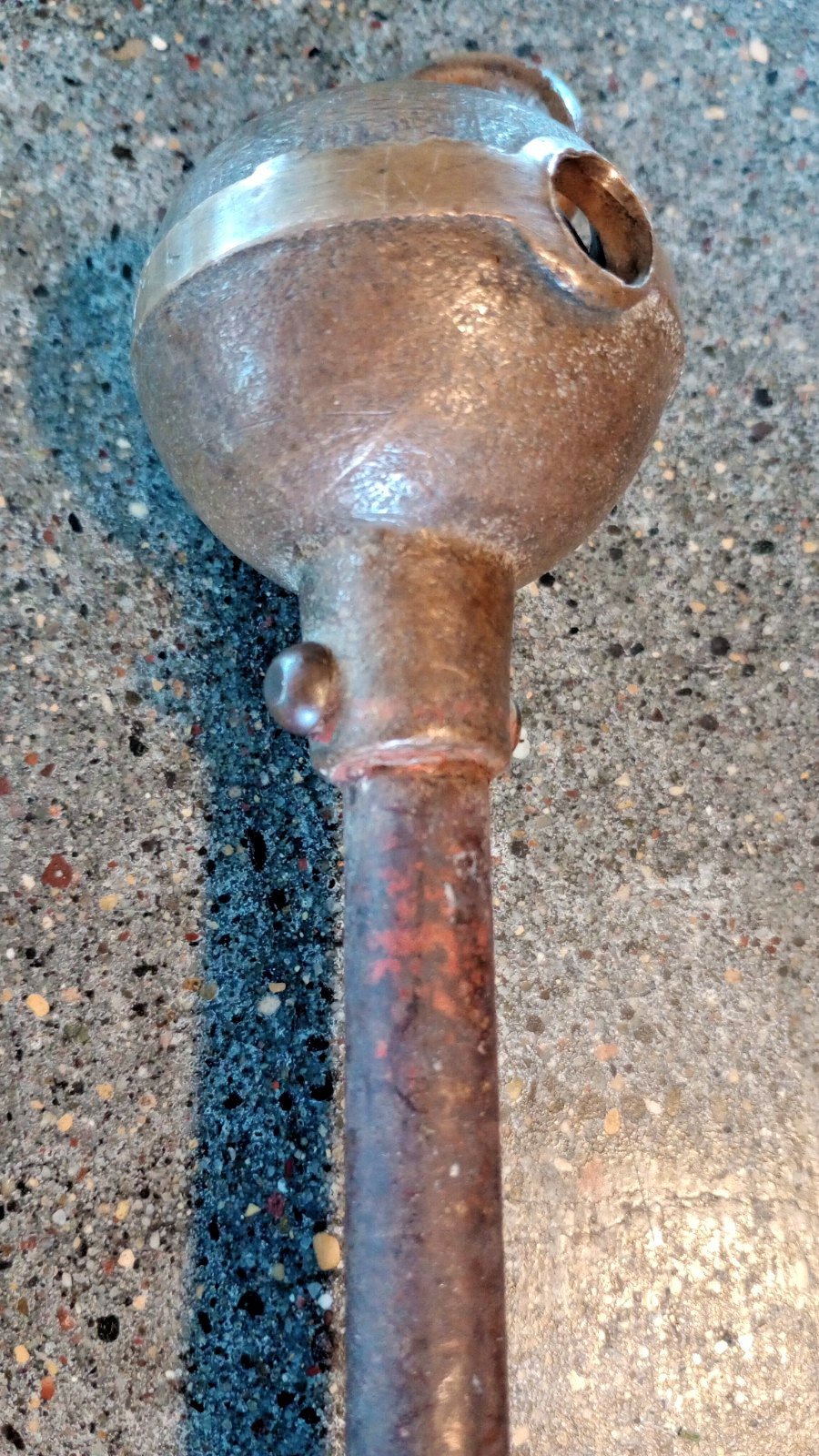 Antique Tethering hitching post/ brass/bronze with steel shaft/19th century.