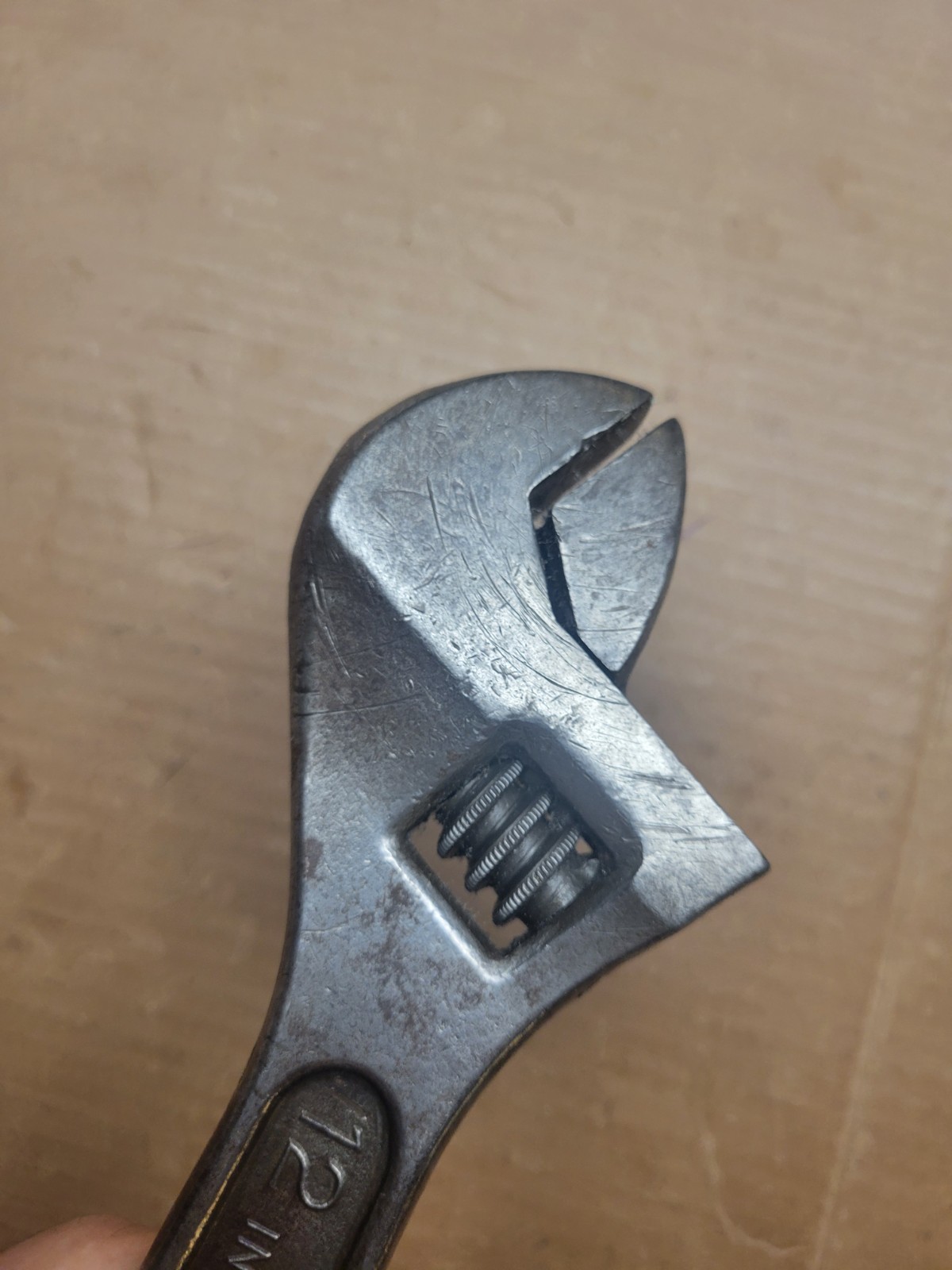 VINTAGE DIAMOND CALK HORSESHOE CO. 12″ Adjustable Crescent Wrench Black FAT Head