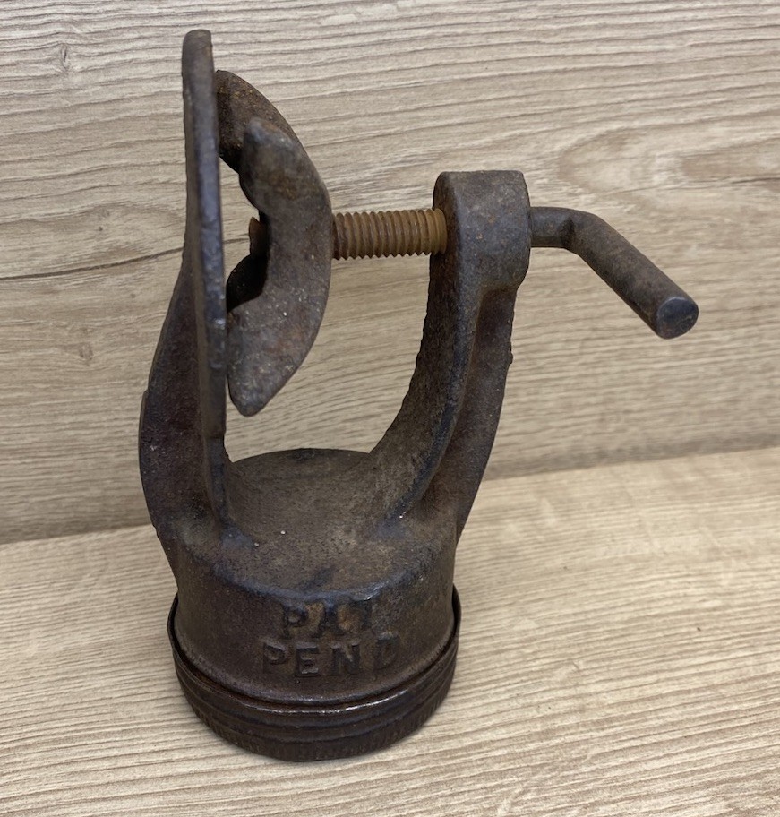 Antique Cast Iron Tire Vulcanizer Patent Pending Auto Bicycle Tube Repair Tool