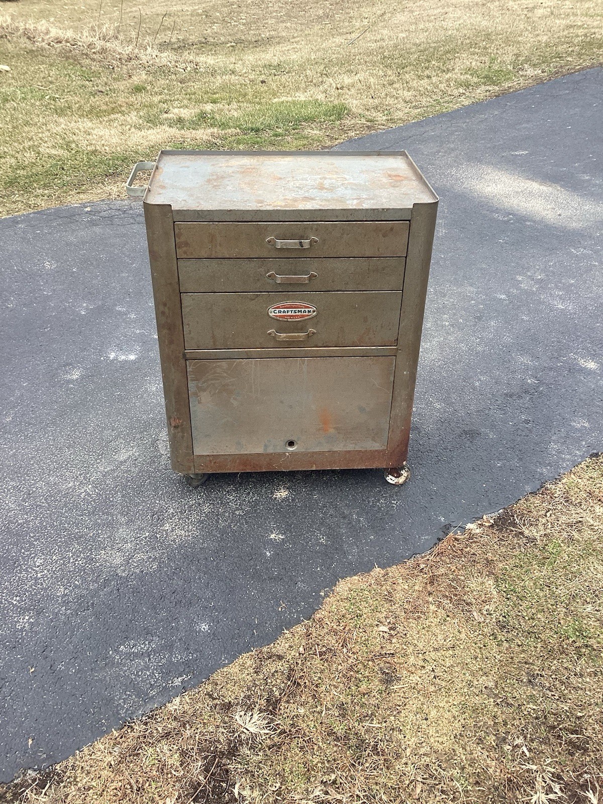 Craftsman Tool Box RARE!! 1940’s 50s Rolling Cart Chest VTG Garage Antique
