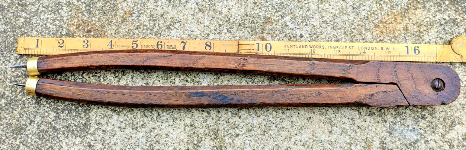 Vintage Large Wooden Dividers 24 inch span marked W Sheppard and C Colston