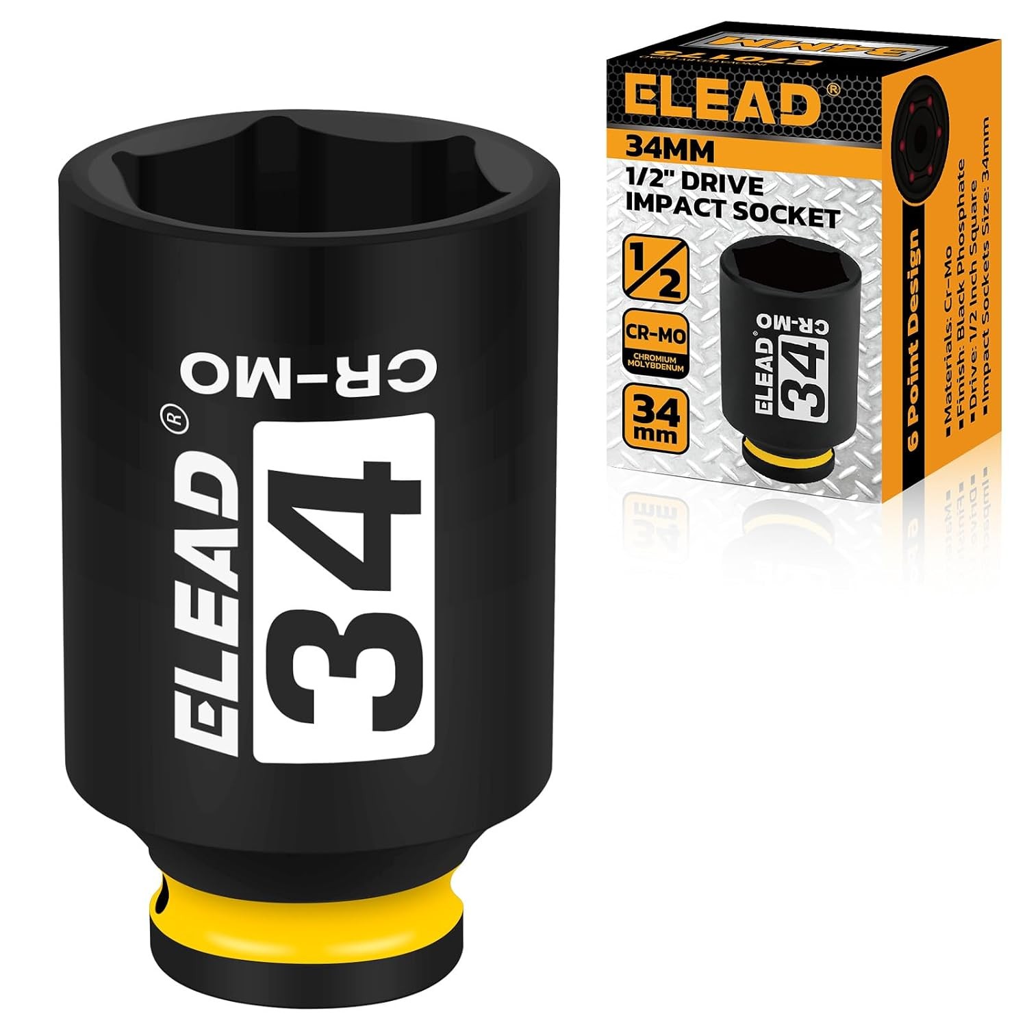 34mm 1/2″ Drive Metric 6 Point Deep Impact Socket 1/2-inch Drive Impact