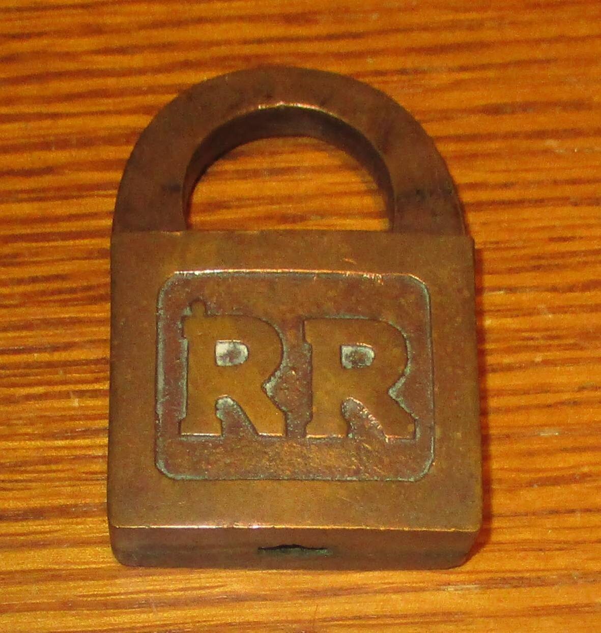 Vintage RR #3 Bronze Pad Lock 1 1/2″ X 2 1/4″ No Key