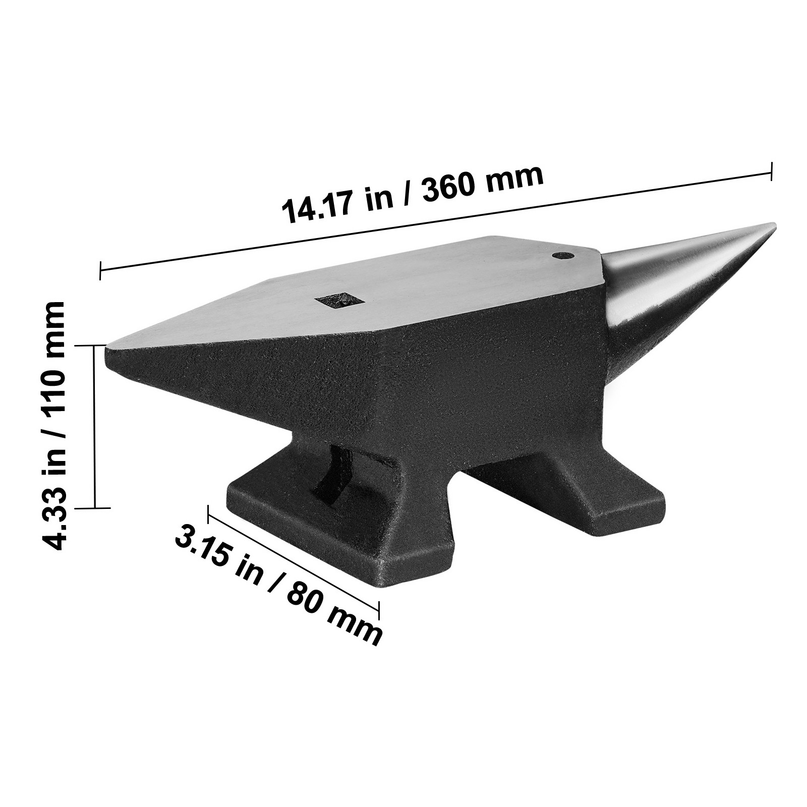 Single Horn Anvil, 22Lbs Cast Steel Anvil, High Hardness Rugged Round Horn Anvil