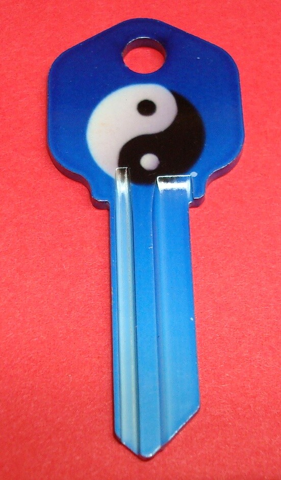 Faded Blue Yin and yang Designer House Key Blank for Kwikset KW1 KW10 KW11