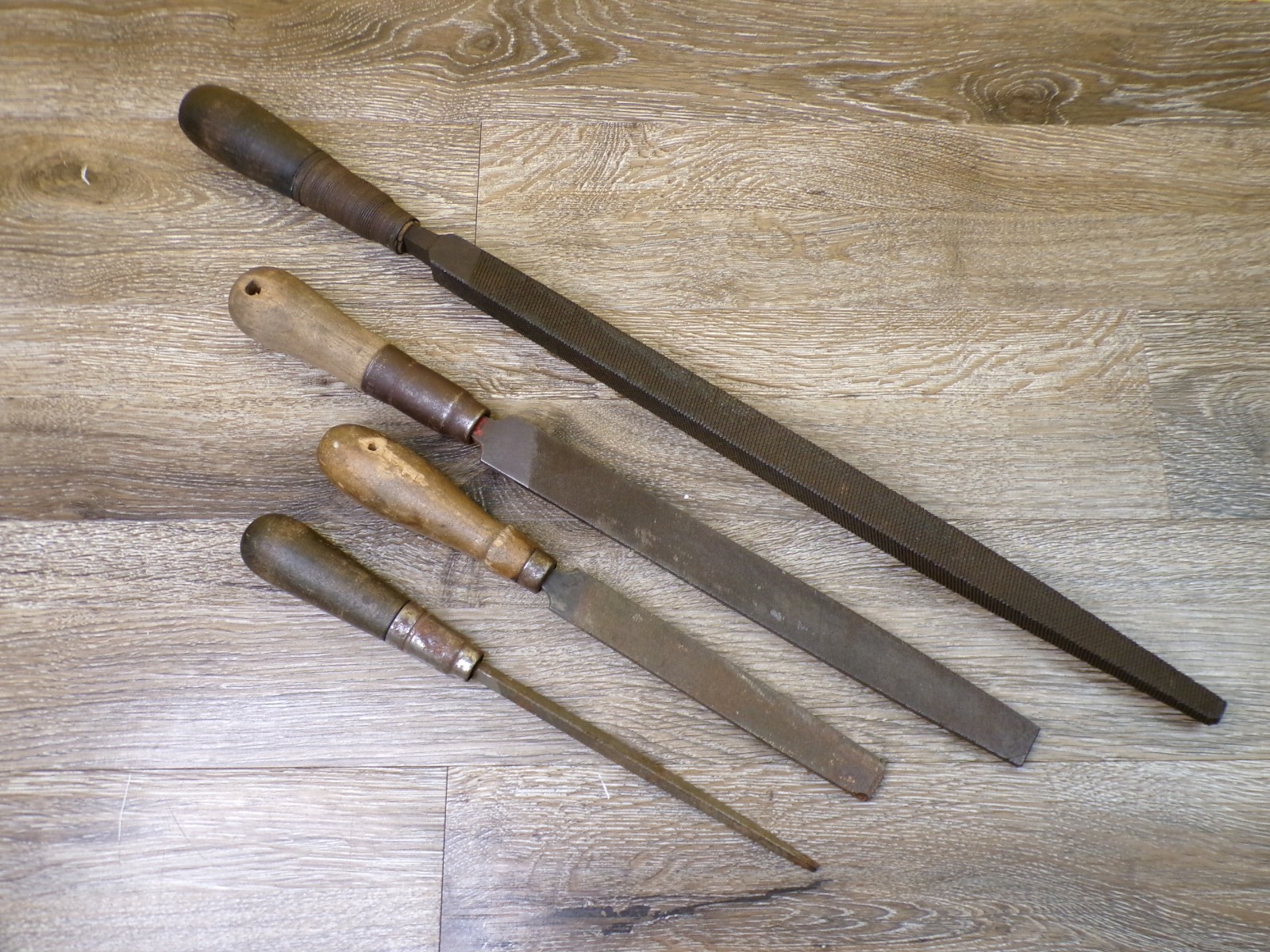 Vintage File Lot of 4: Simonds, Kearney & Foot & Unbranded w/Wood Handles