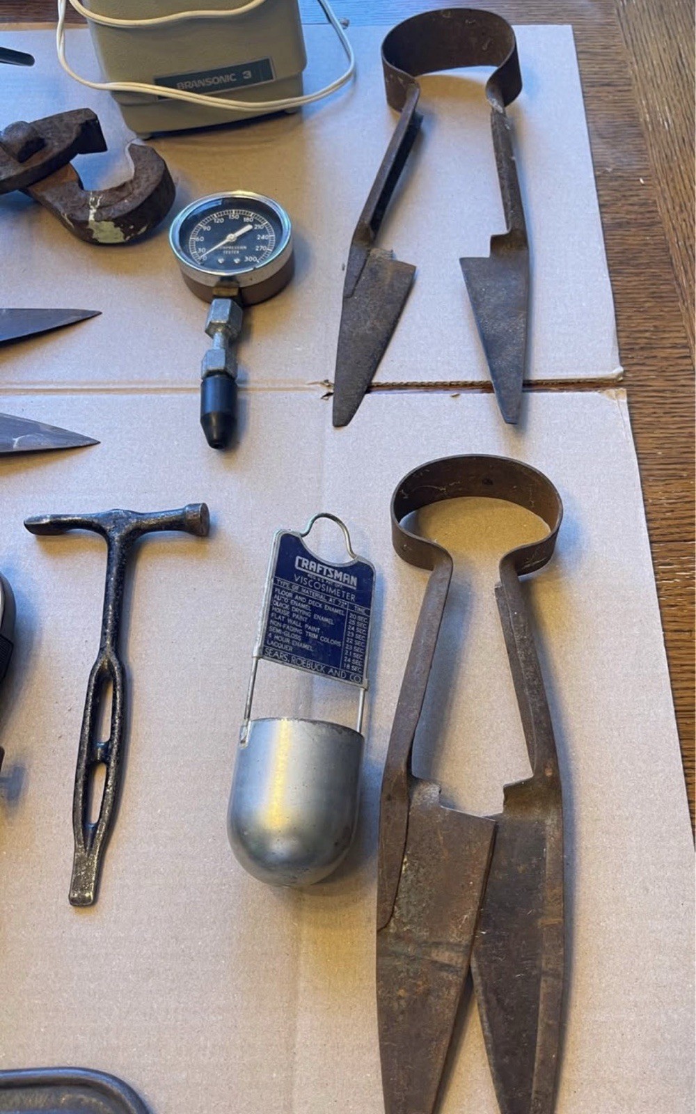 Large Vintage Estate Tool Lot Sheep Shears Shoe Forms Gauges Rulers Tools