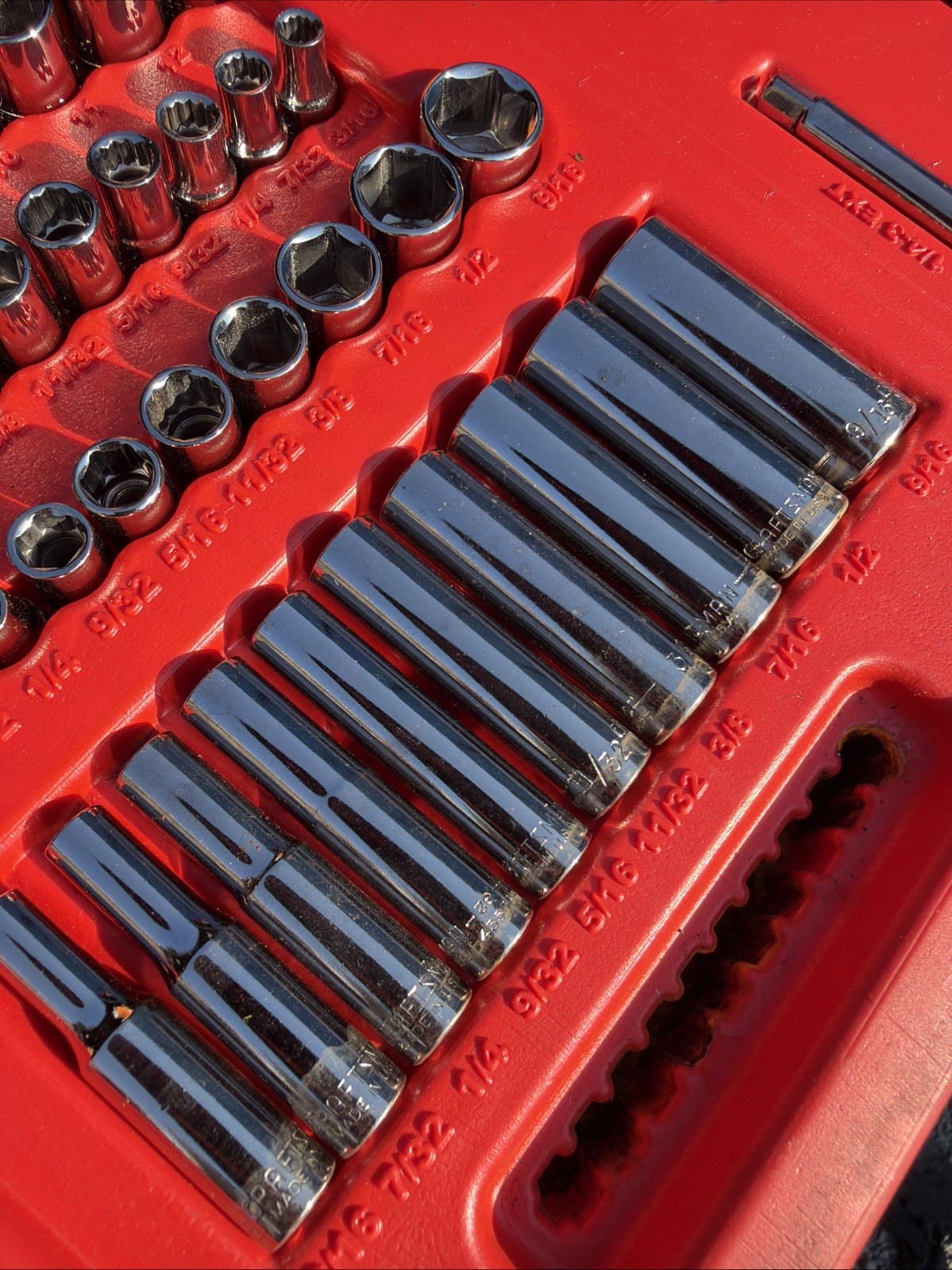 78pc Sears Craftsman USA 1/4” Socket Set In Red Tray Most New +Drive Handle