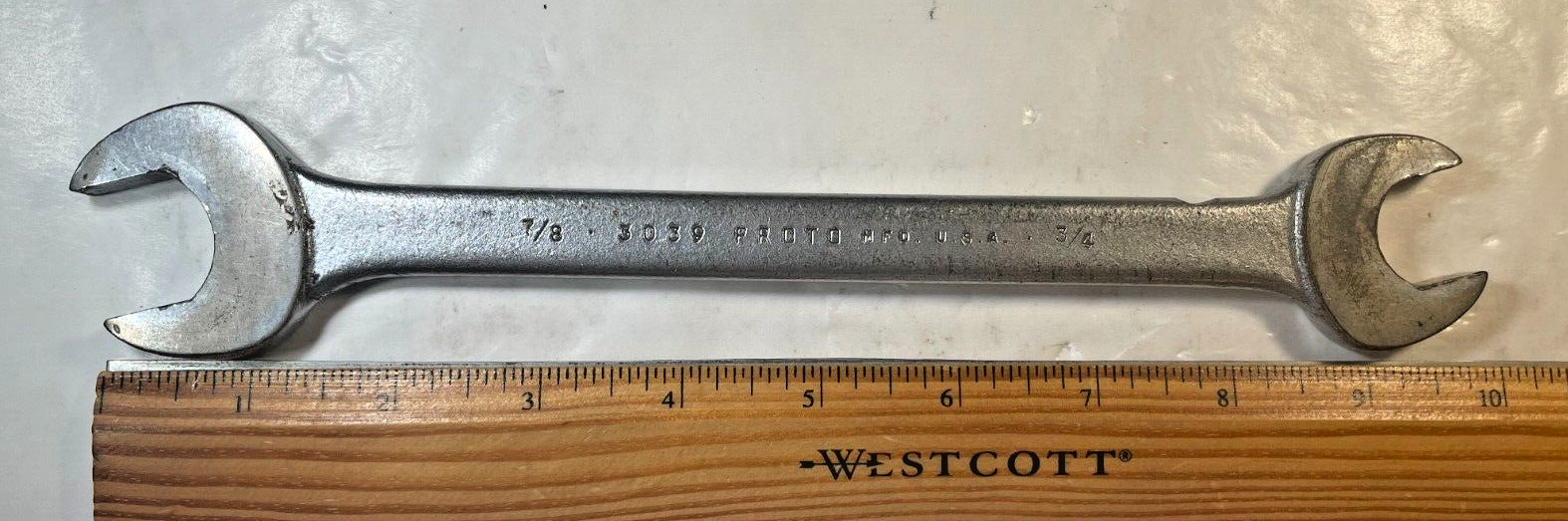 Vintage PROTO Double Open End Wrench #3039 7/8″ & 3/4″ MFG USA 1950s-1960s