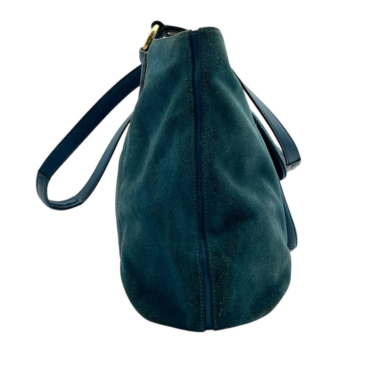 COACH Tote Bag F24688 Campbell Suede Belle A4 Storage Teal Blue Used