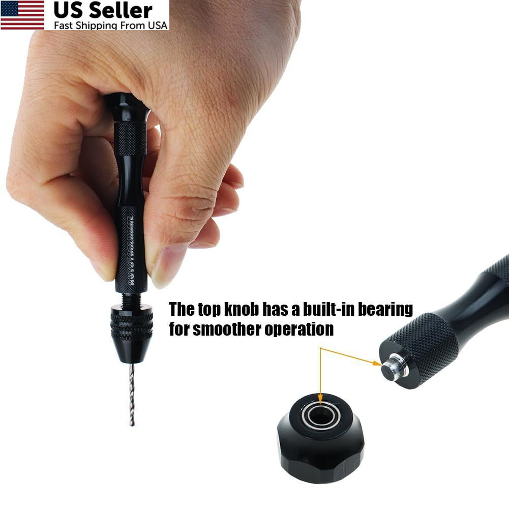 Precision Pin Vise Hand Drill with 25pcs Micro Twist Bits Set Black