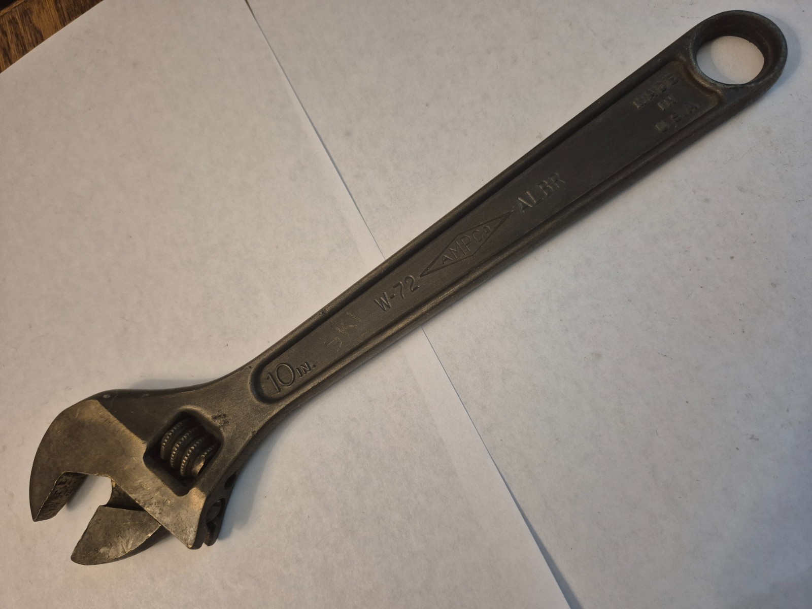 AMPCO W-72 NON-SPARKING 10″ ADJUSTABLE WRENCH-ALUMINUM BRASS-BERYLLIUM USA