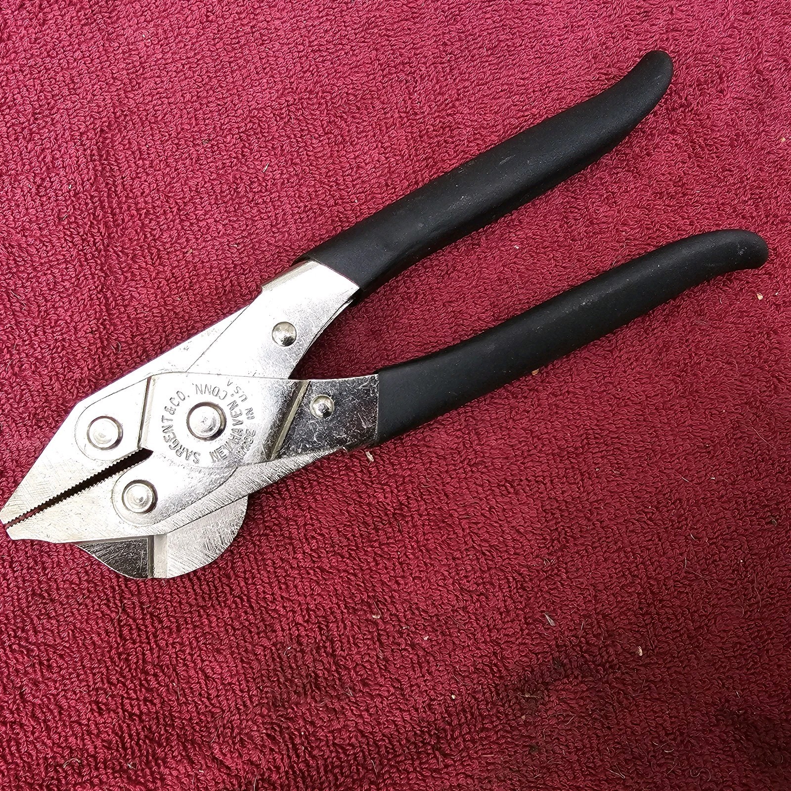 Vintage Sargent 8″ Parallel Jaw Pliers, Cushion Grip, New Old Stock