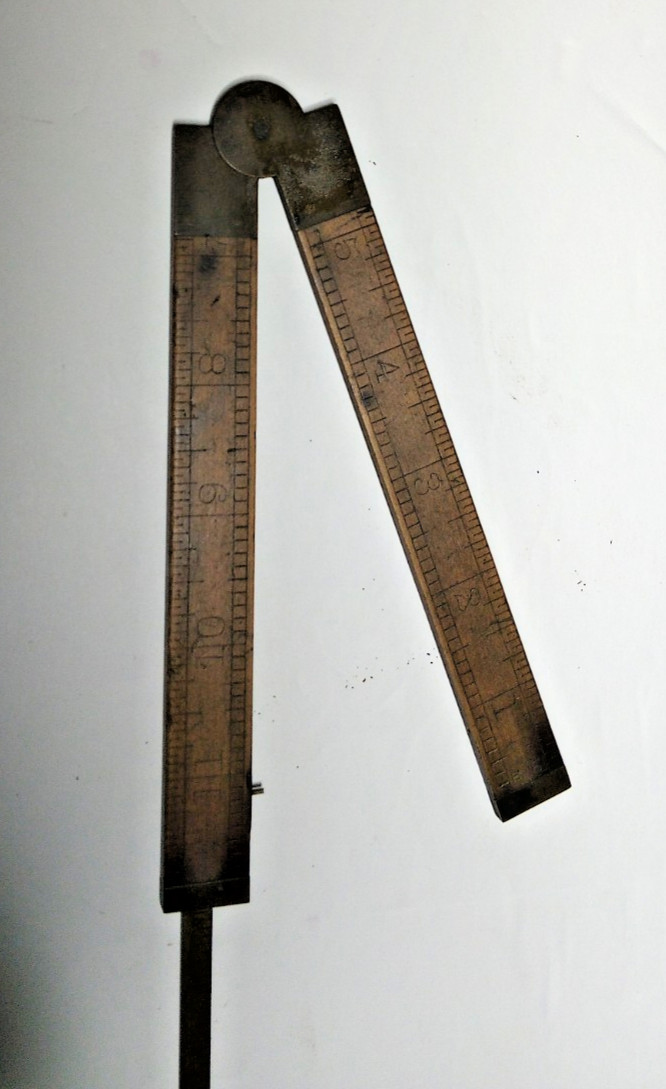 Vintage 20s – 30s Lufkin No 372 ( 36 1/2 ) Wood Brass Folding Ruler 12″ Caliper
