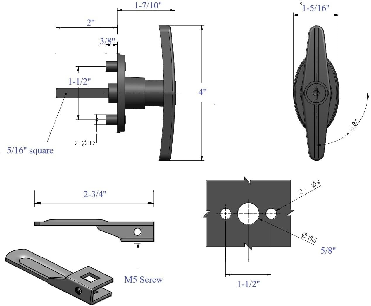 Truck Cap Latch T Handle Lock Matching Set Truck Cap Topper Camper Shell T-Handl