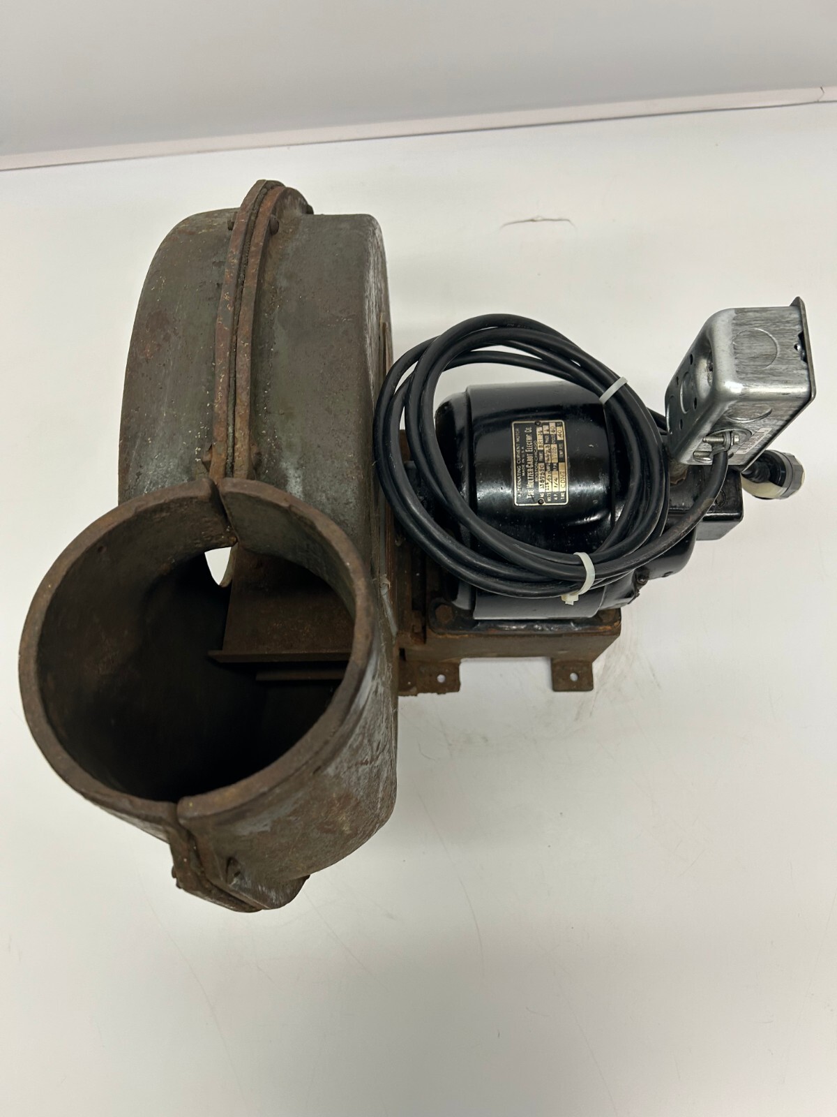 Vtg Blacksmith Forge Blower Cast Iron W/ Holtzer Cabot 1/4HP Motor Works