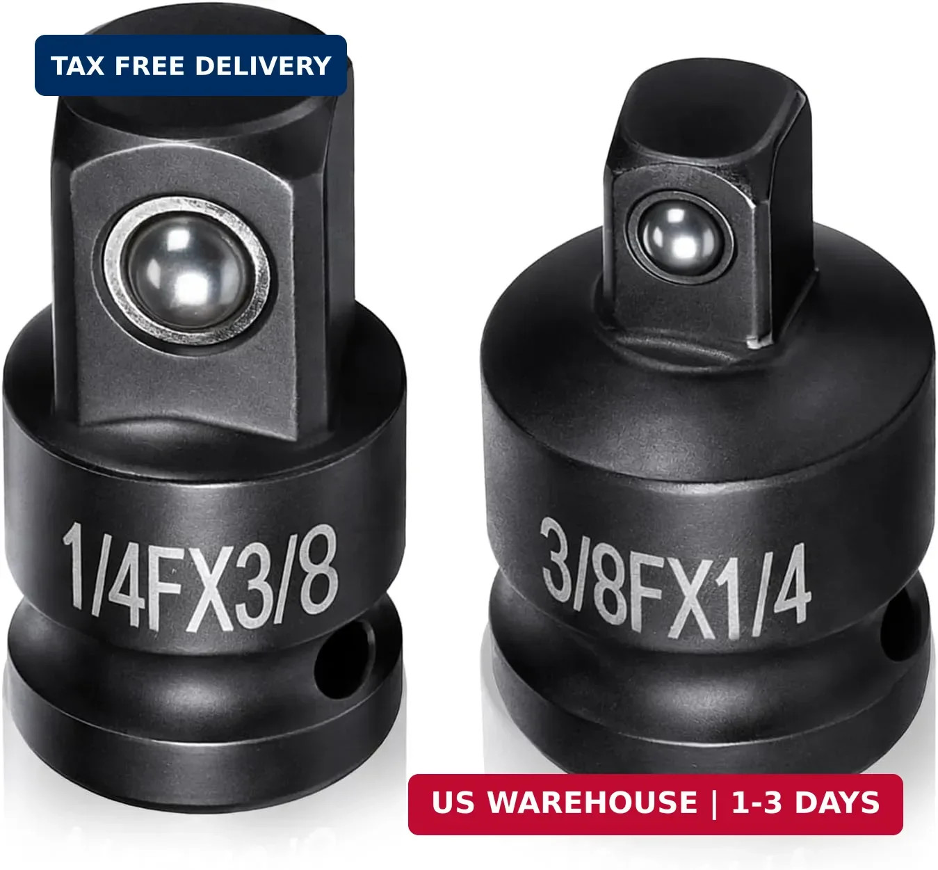 2 Pcs 3/8″ Female to 1/4″ Male Impact Socket Adapter Set, Impact Socket Adapter