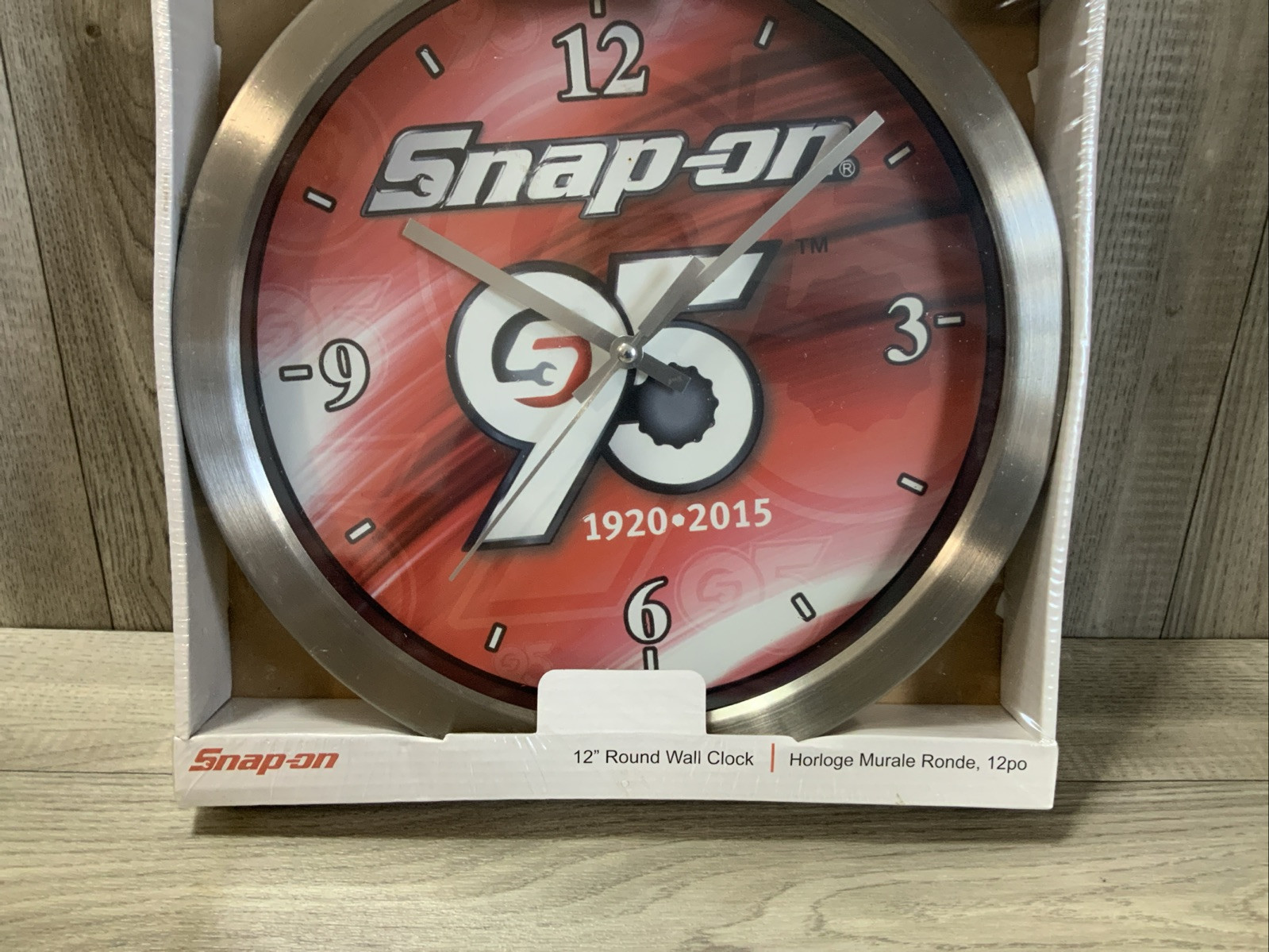 New! Snap-On TOOLS 12″ STAINLESS STEEL 95TH ANNIVERSARY SHOP GARAGE WALL Clock