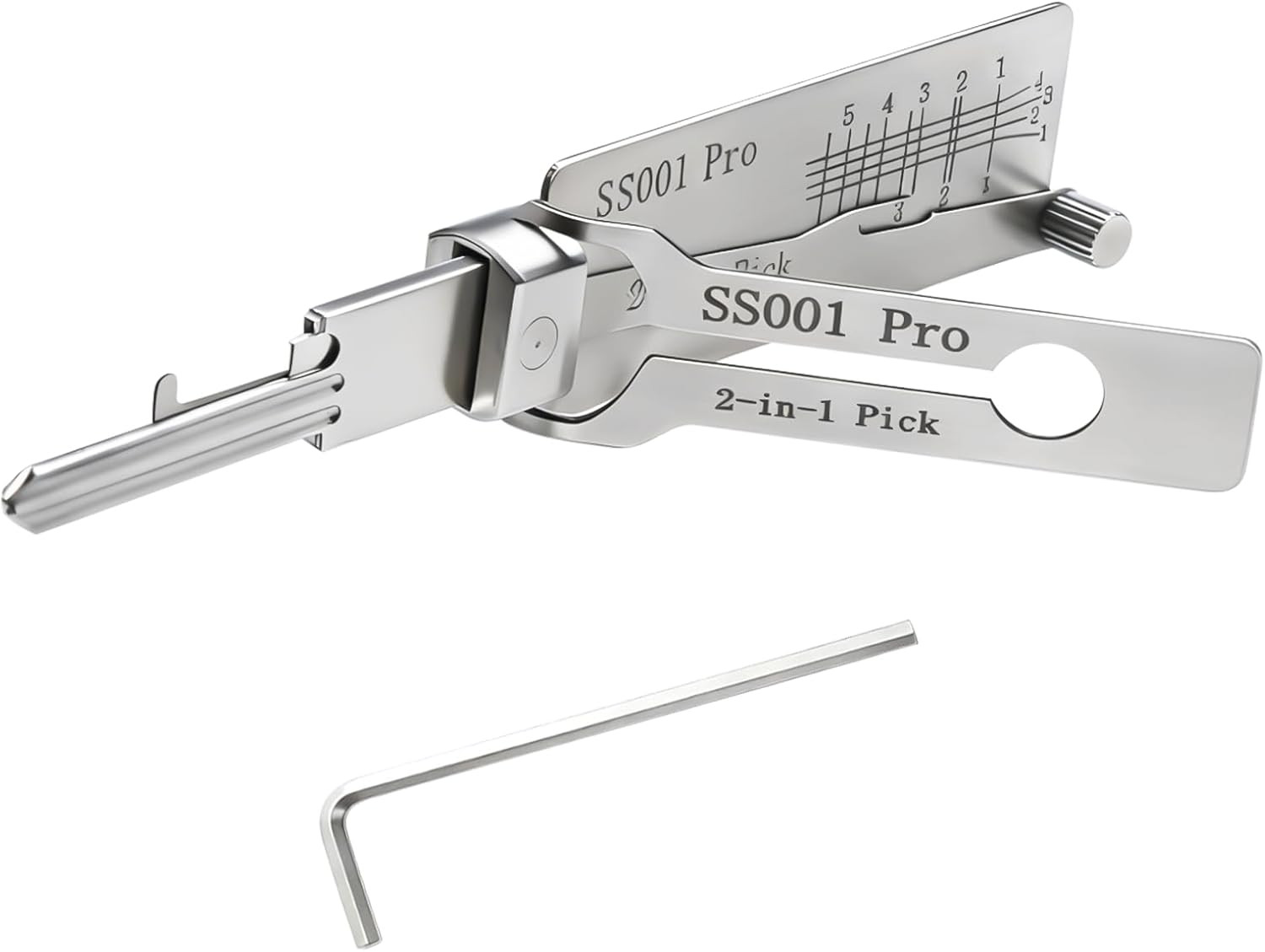 2-in-1 Stainless Steel Key Decoder Tool Precision Hook Lock Pick Portable