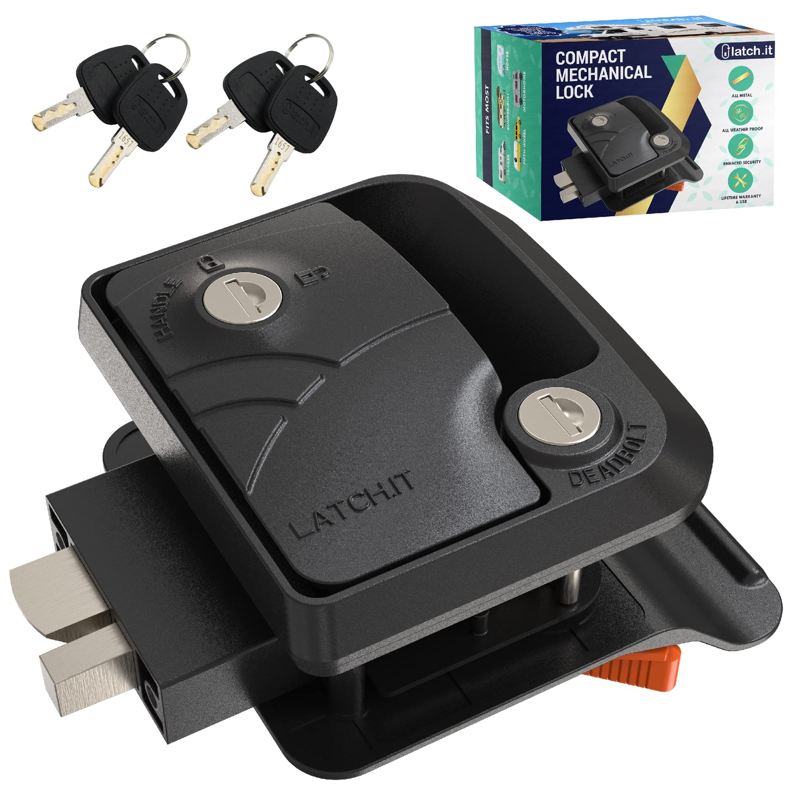 LATCH.IT Rv Door Locks & Rv Trailer Door Latch | Mini Mechanical Lock