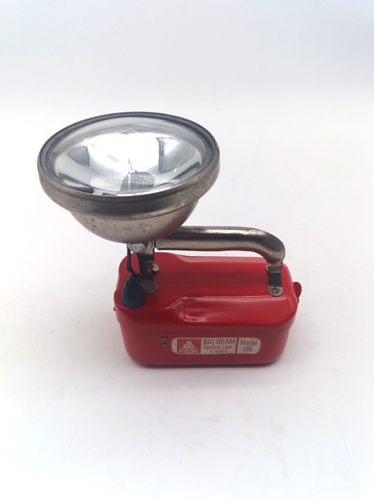 Vtg Teledyne Big Beam Model 166 Hand Lantern Steel Chrome Flashlight 6V WORKS
