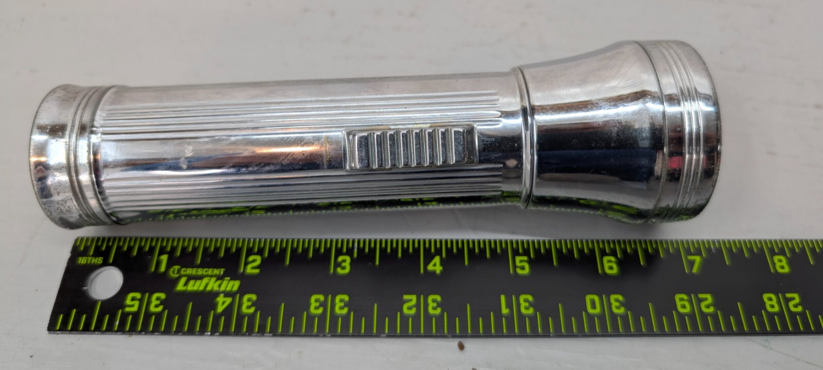 Vintage Bright Star Flashlight 1950s Chrome Plated 7″ Long Made in USA Working