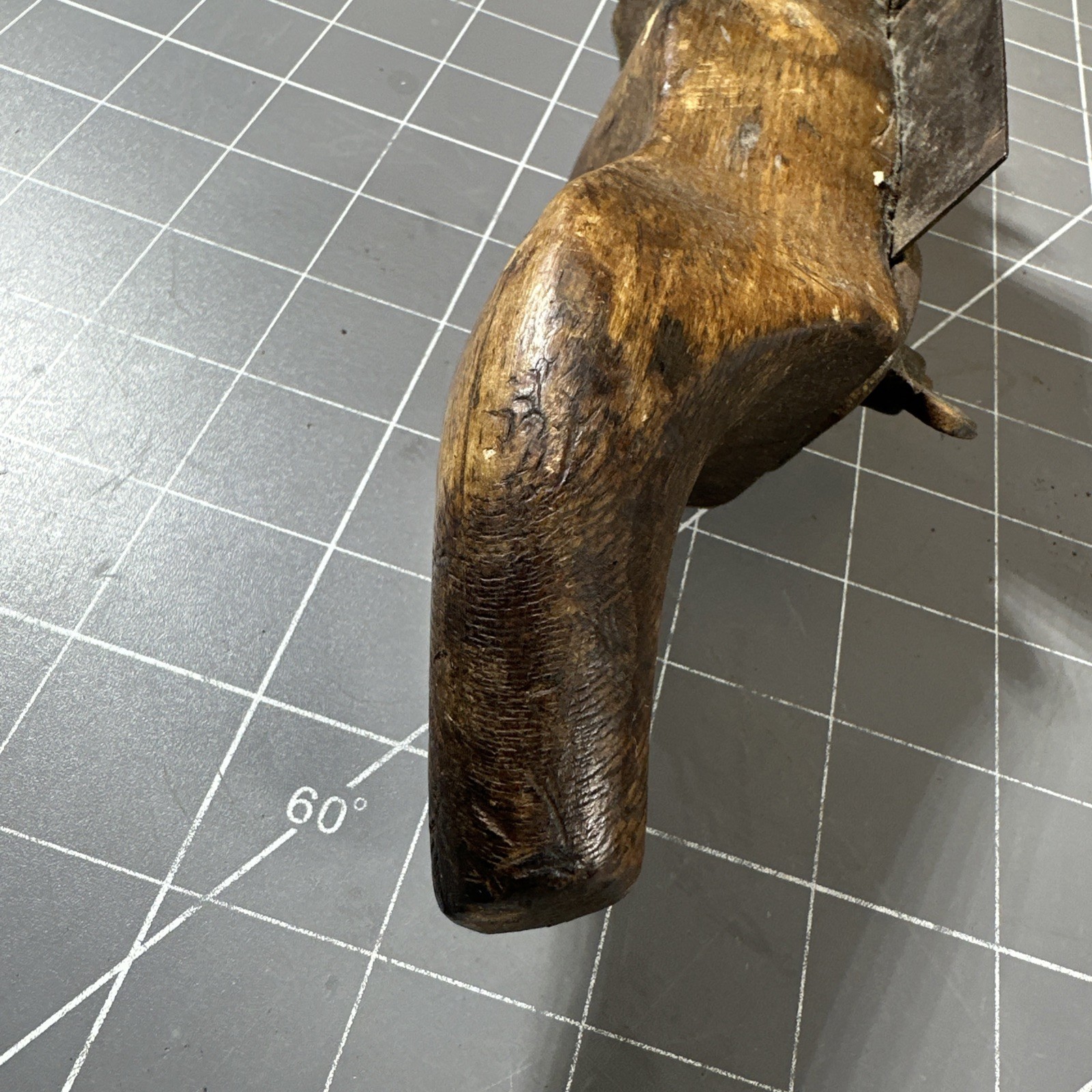 Antique Wood Steel Scraper Tool 19th century Brass