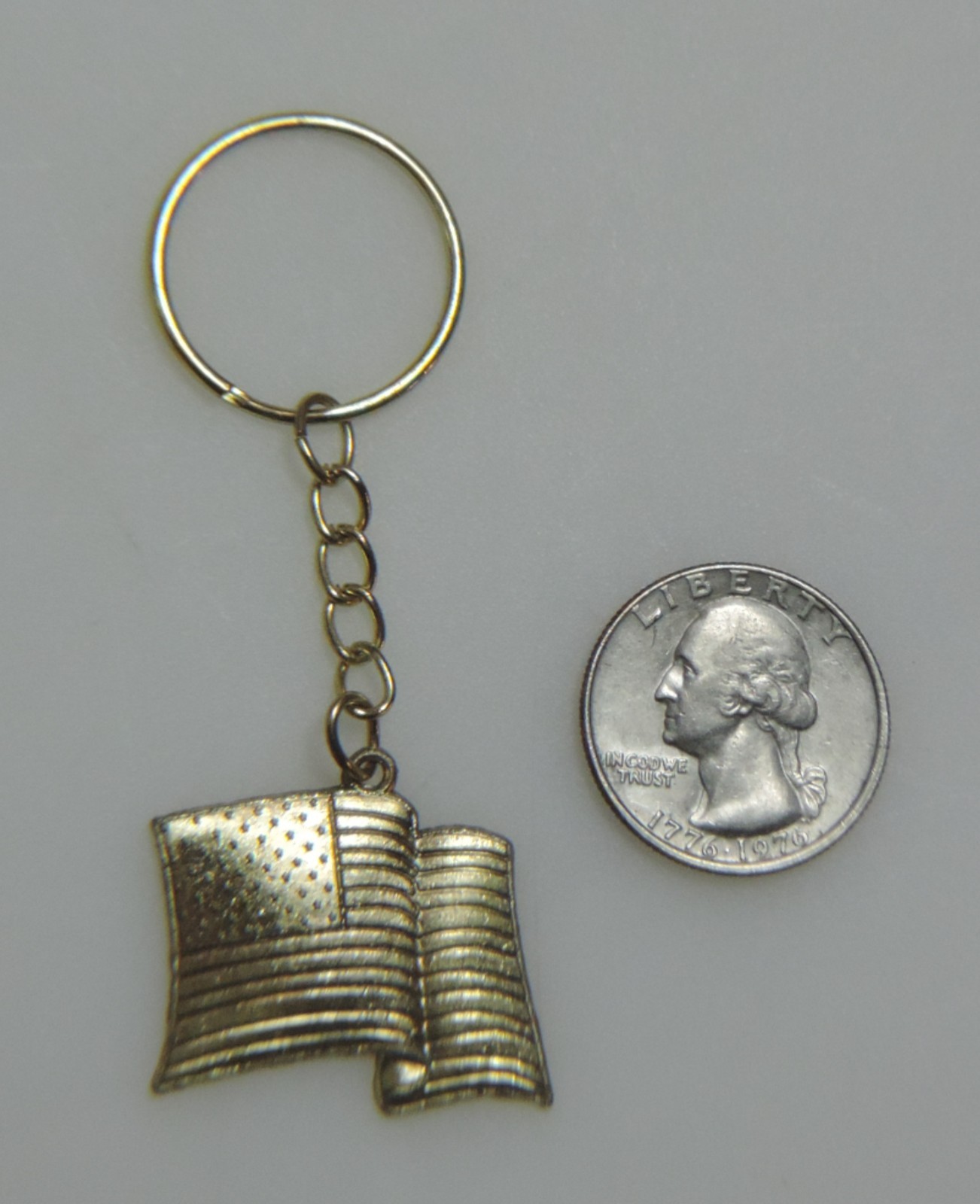 Vintage American Flag Gold Tone Key Chain