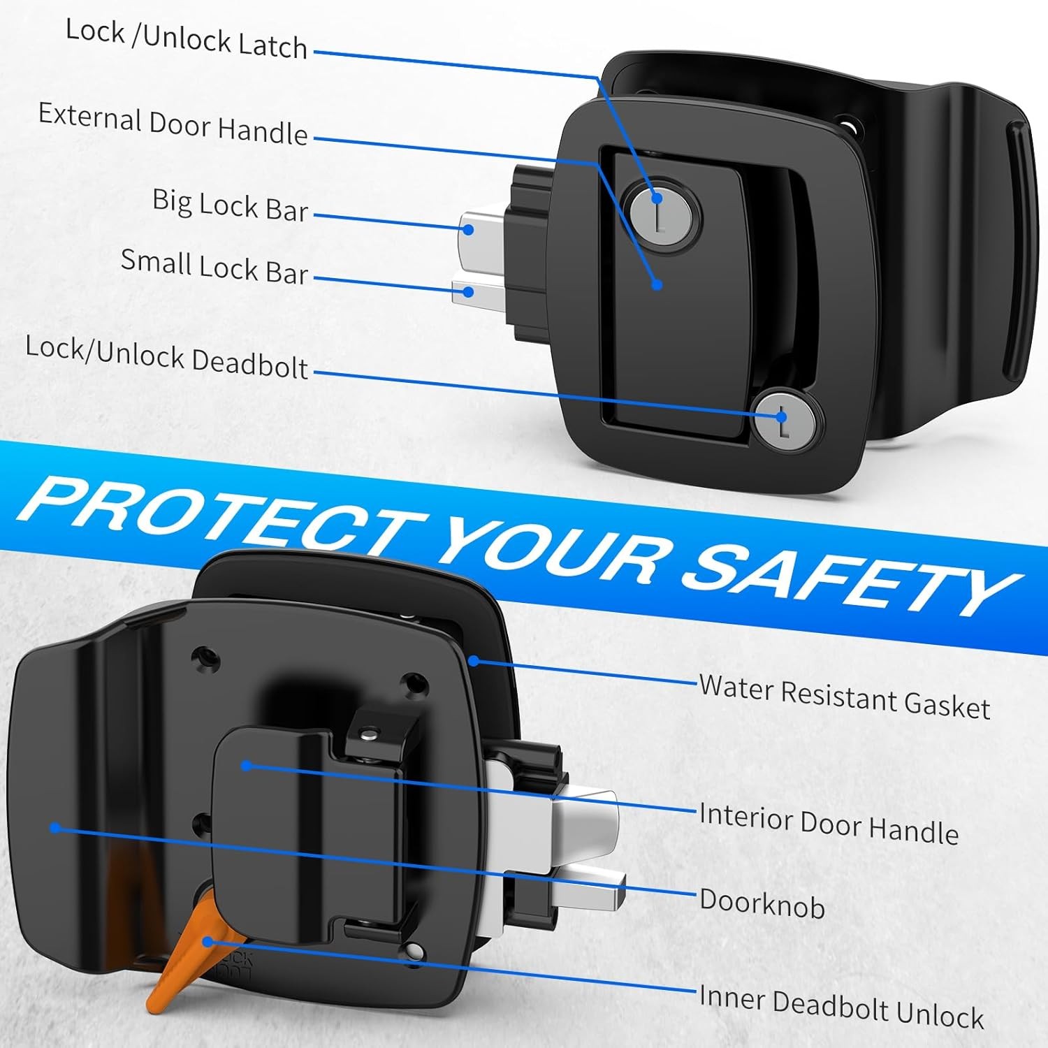 RV Door Lock , Aluminum Alloy Lighter RV Door Latch with Paddle Deadbolt & 4 …