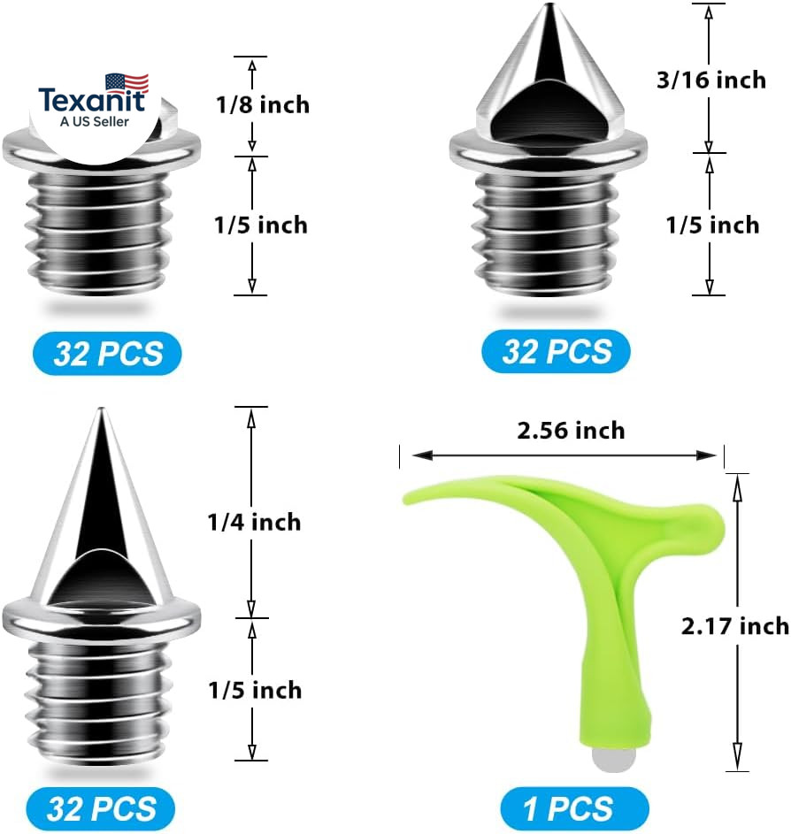 96PCS Alloy Steel Track Spikes, 32Pcs 1/8In + 32Pcs 3/16In + 32Pcs 1/4In Track a